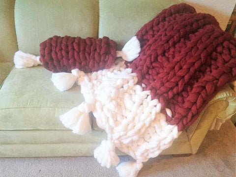 Chunky Knit blanket, Merino wool, Arm Knit