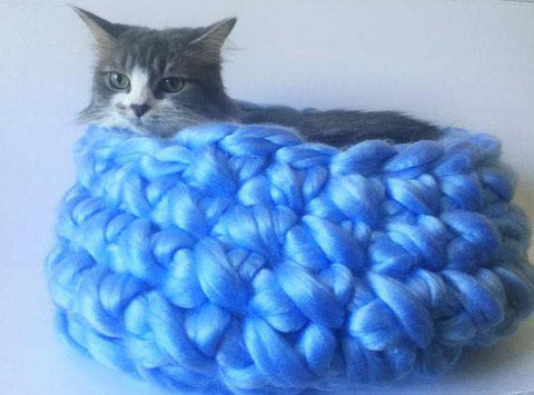 Chunky Knit Cat Bed, Vegan Yarn