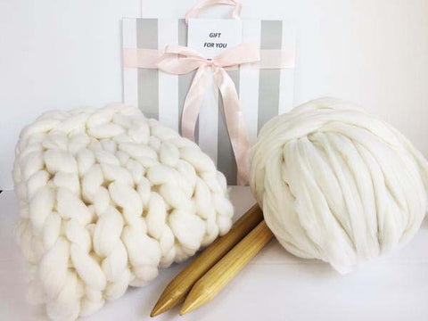 DIY Beginner Knitting Kit, Blanket 25x30