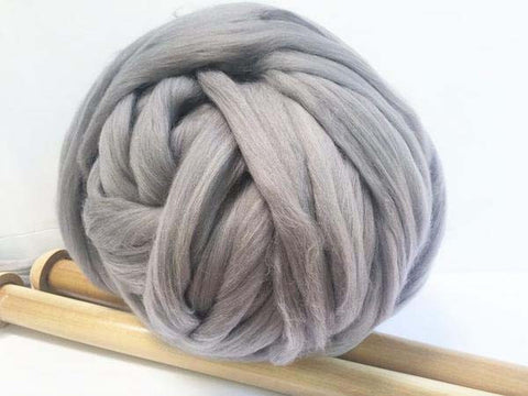 Super Chunky 100% Merino Wool Yarn. Silver