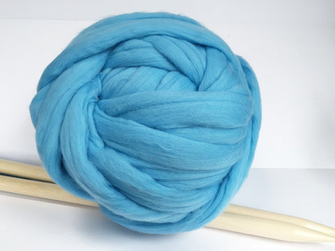 Super Chunky 100% Merino Wool Yarn, Sky Blue