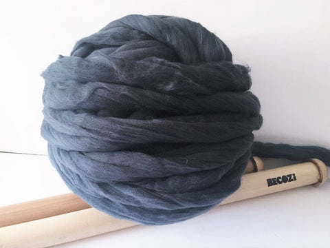 Super Chunky 100% Merino Wool Yarn, Gray