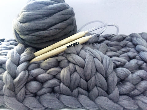 DIY Kit, Cable Knit Blanket 45x60 in